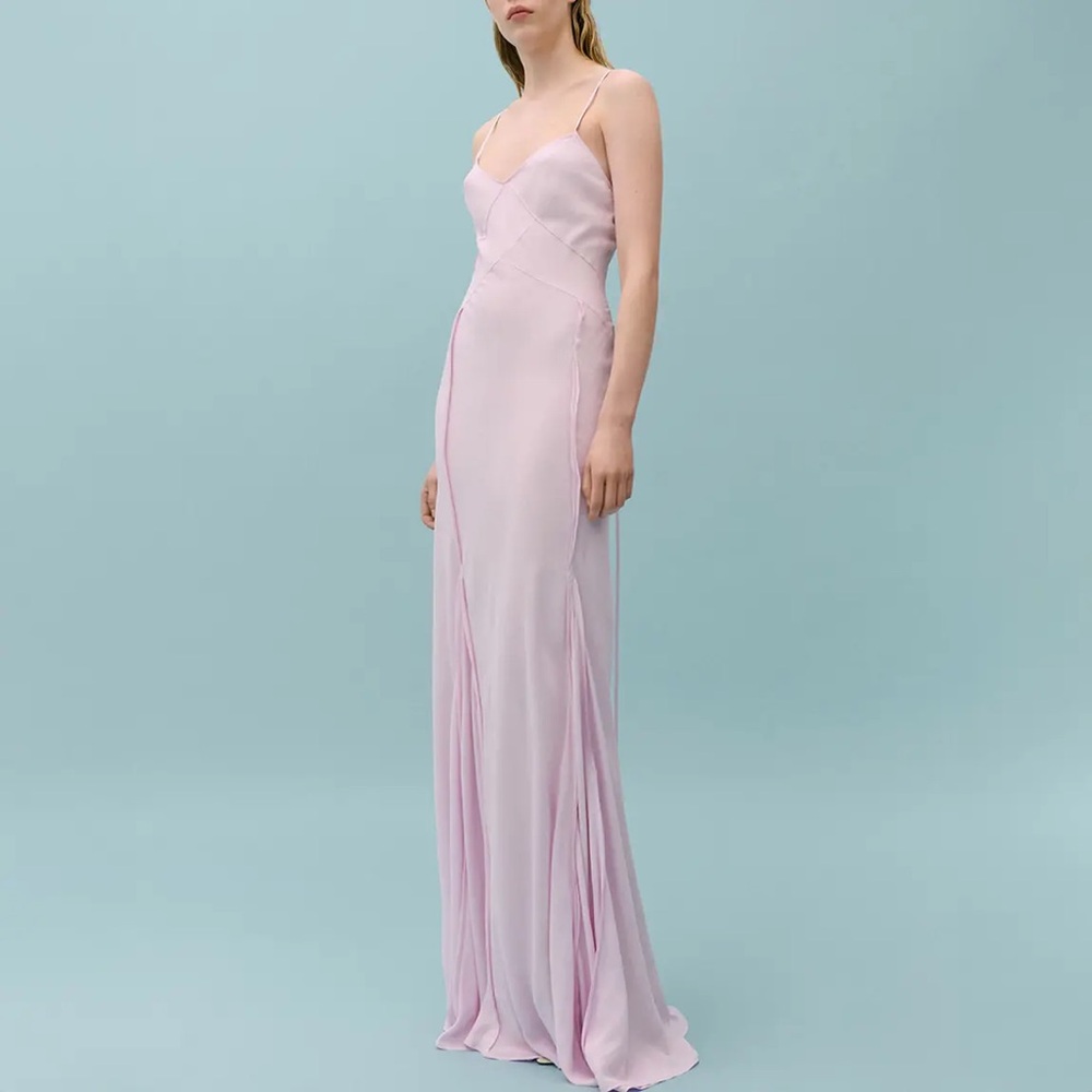 Victoria Beckham x Mango GODETS GOWN WITH DECORATIVE STITCHING Size Small / 4 - Picture 6 of 8
